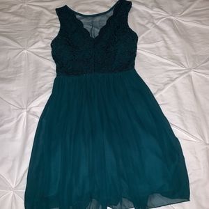 Teal Lace Sparkly Mesh Home Coming Dress